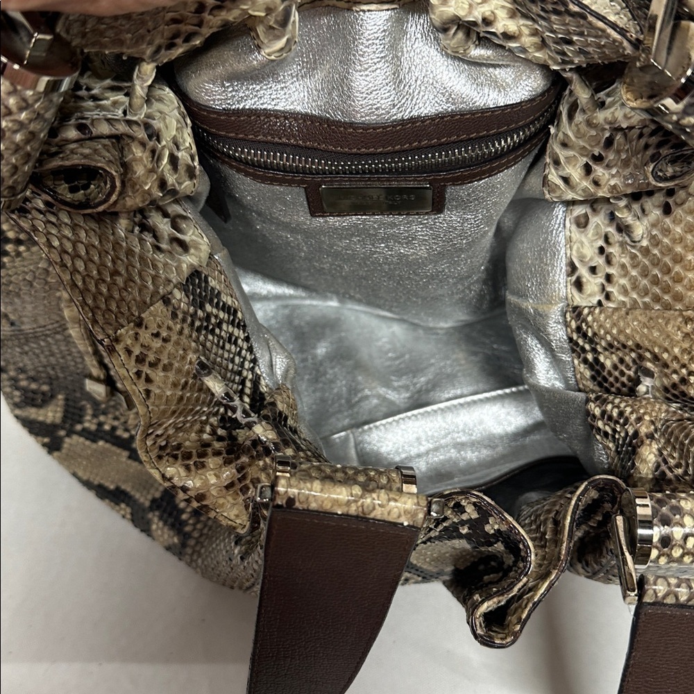 MICHAEL KORS Authentic Natural Brown Python Rehearsal Drawstring Shoulder Bag - Picture 13 of 16